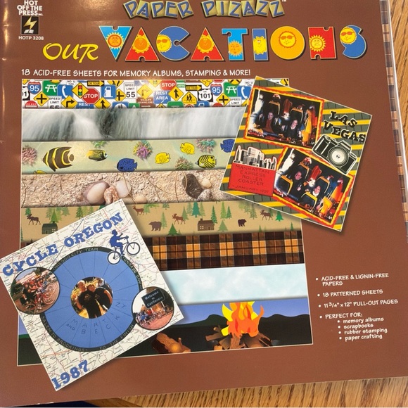 paper pizazz Other - Paper Pizazz Scrapbook Sheets Lot of Vacation Acid Free Pages 11 3/4 X 12
